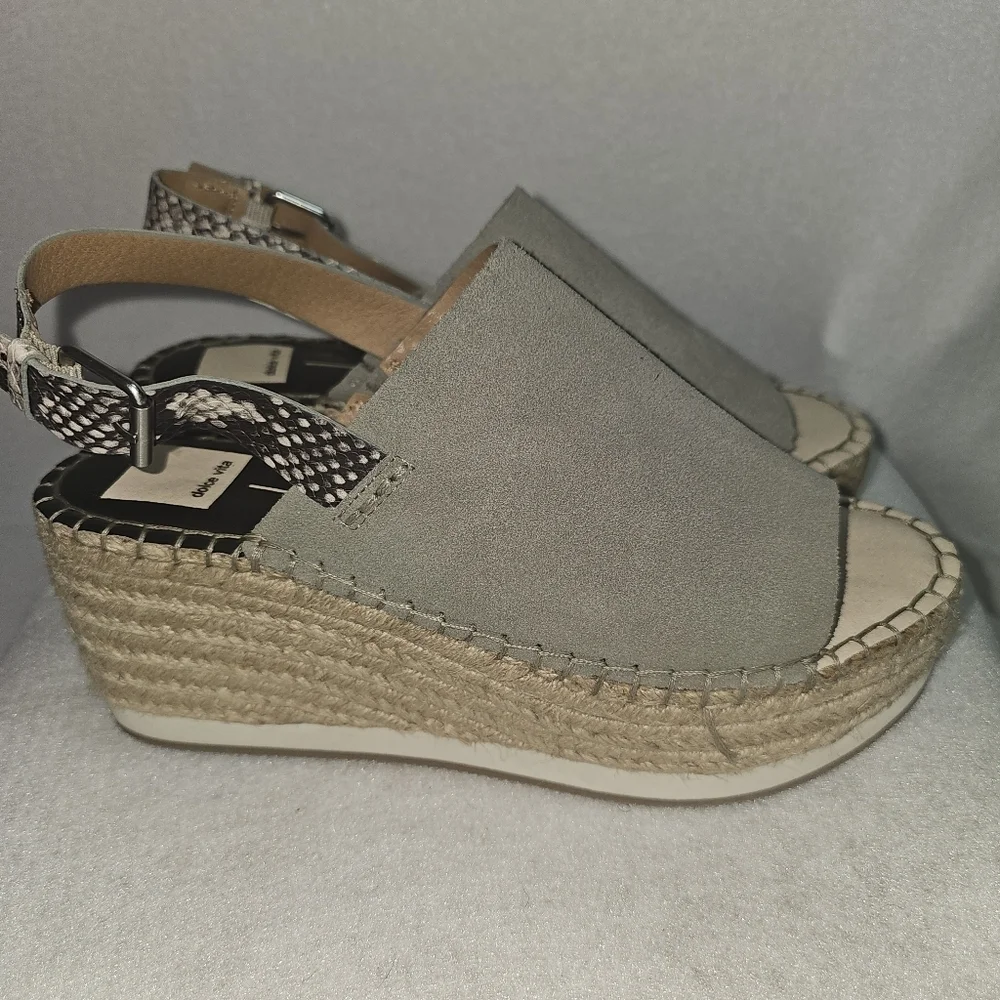 Dolce Vita Women’s Platform Espadrilles Marlo Wedge Green Suede Slingback Sz 9M